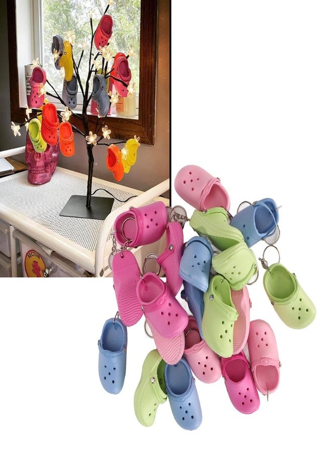 Sunicon 20Pcs Slipper Keychains, 4 Colors Soft Silicone DIY Mini Hole Shoe Keychain Women Cute Shoes Style Keychain Kids Girls Boys Lovely Key Buckle for Birthday Gifts - Image 2